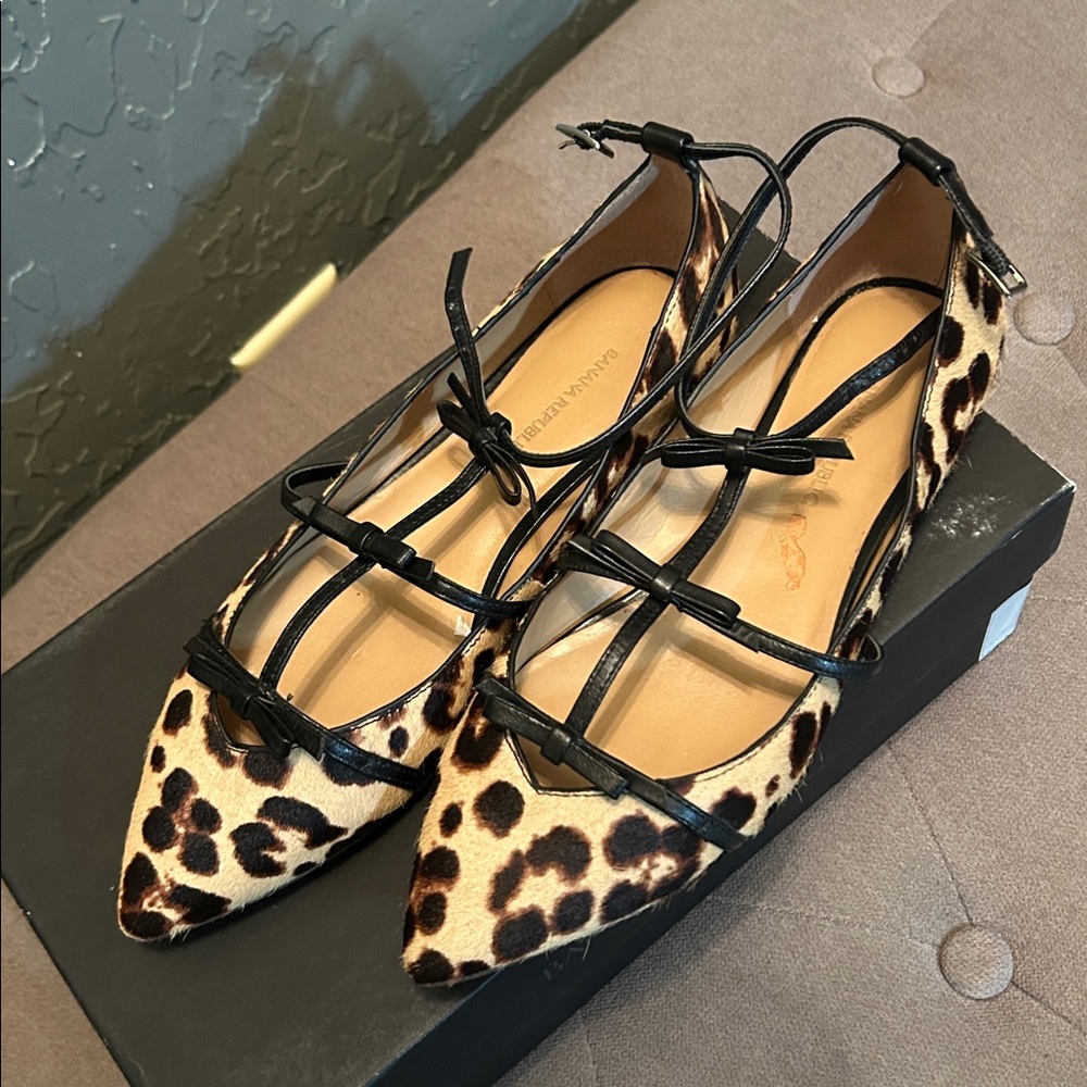 Banana Republic Animal Print Flats with Black Accents